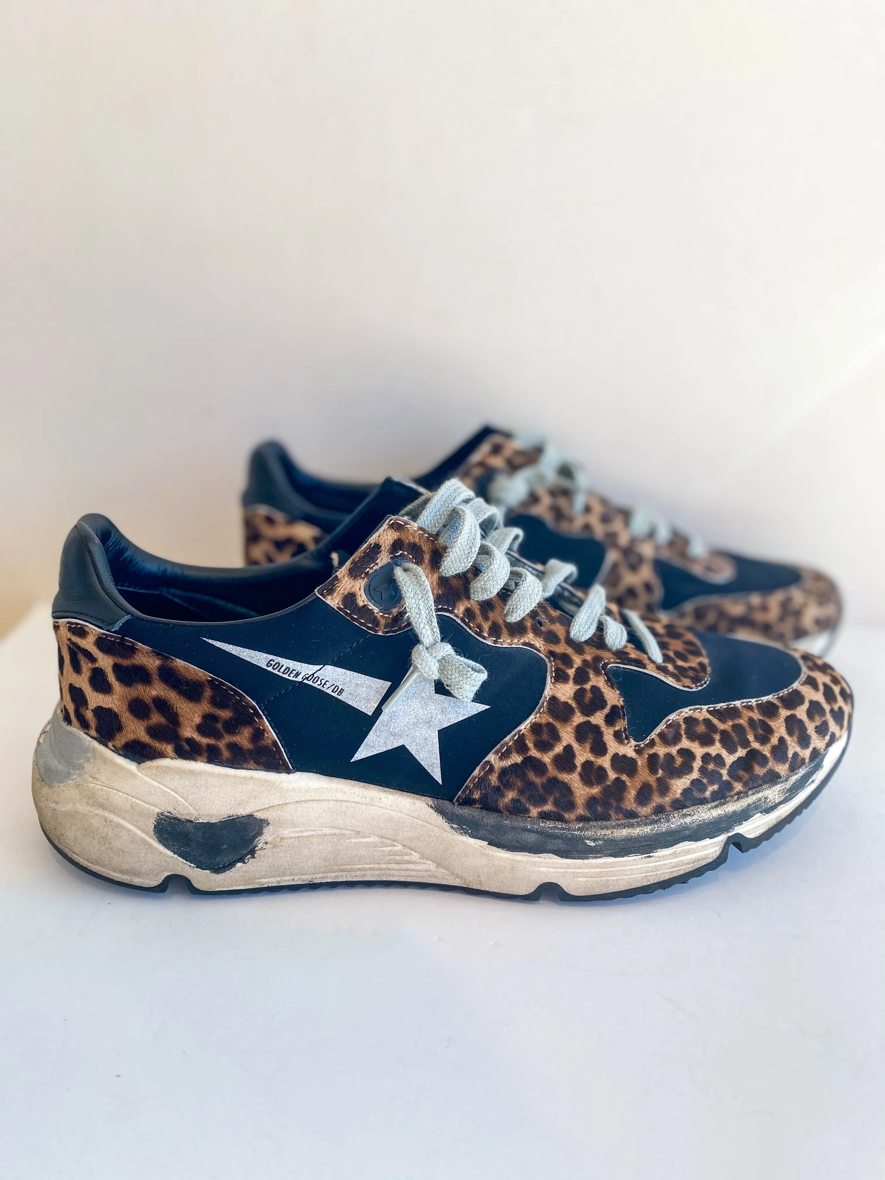 Golden Goose Leopard Running Sole Sneakers