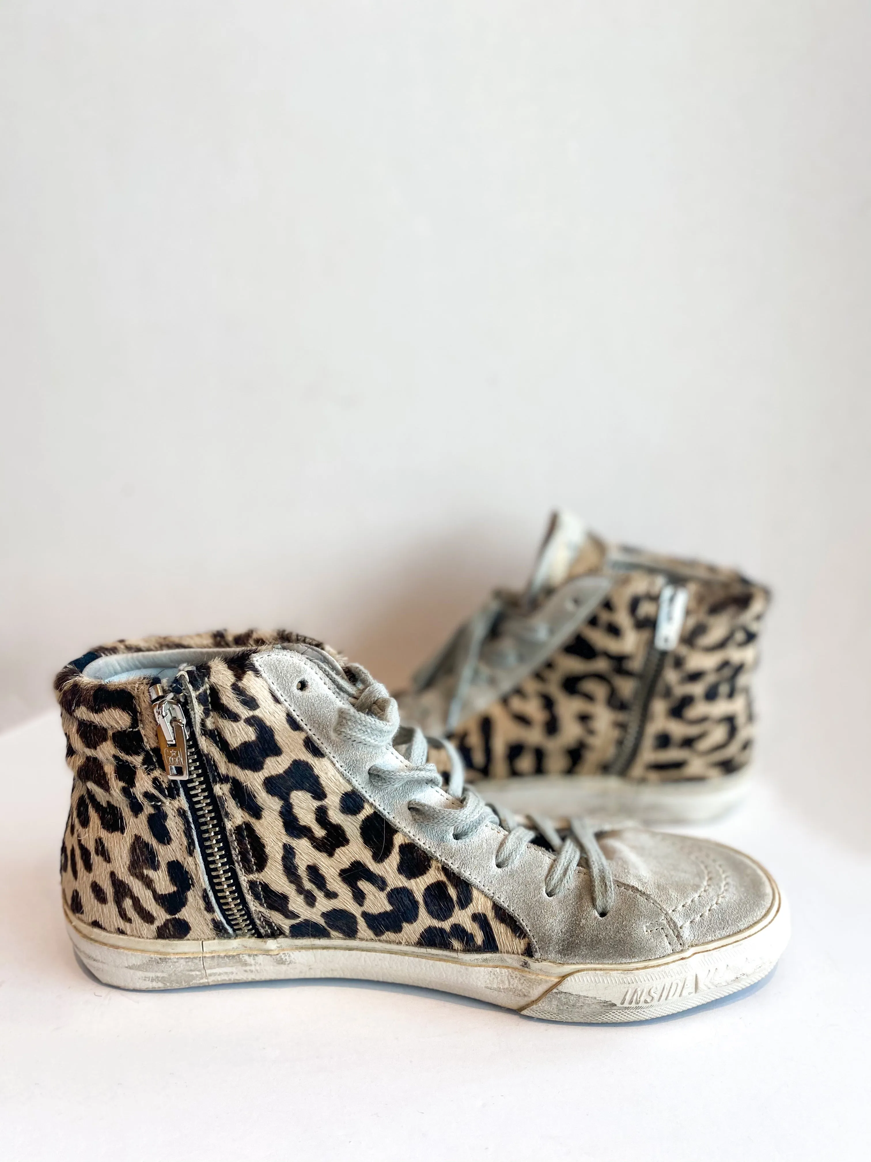 Golden Goose Slide Leopard Sneakers