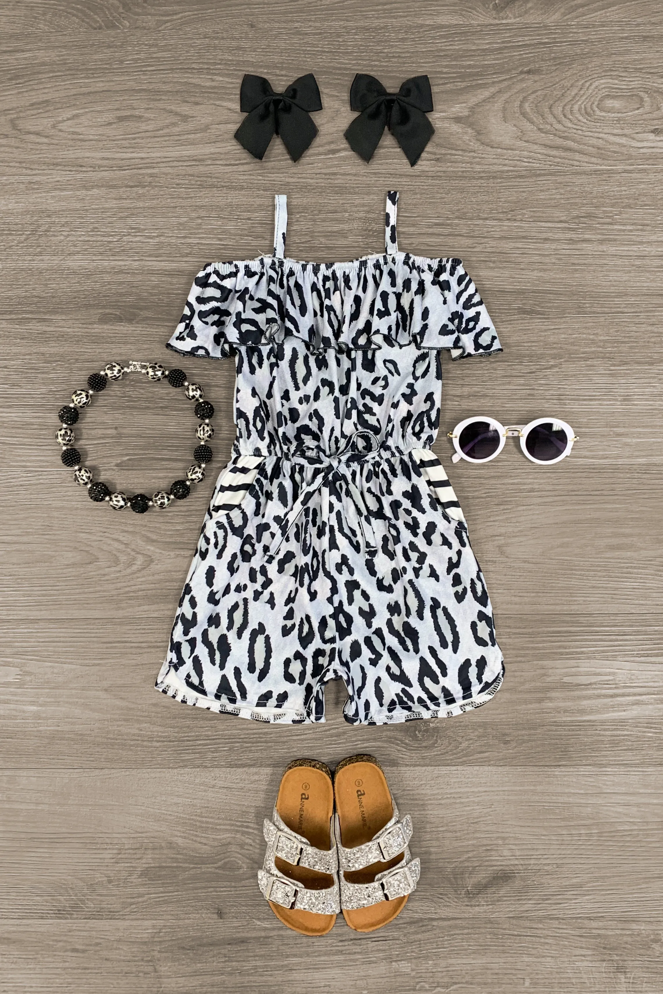 Gray Sun Kissed Cheetah Romper