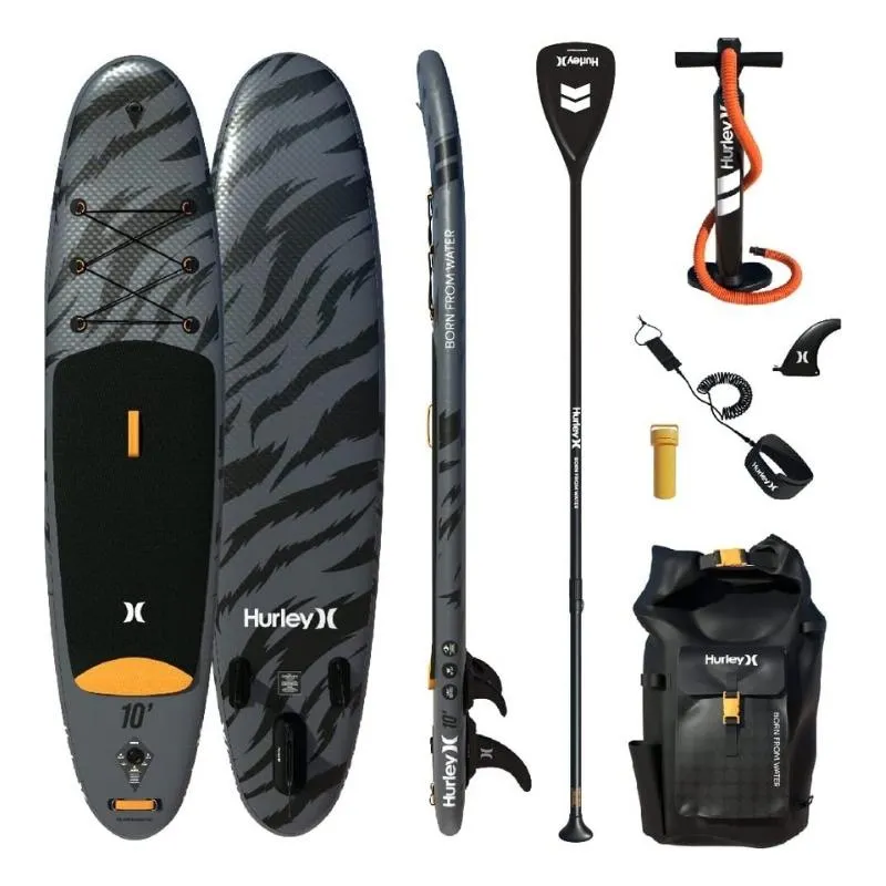 Hurley 10' Advantage Inflatable Paddle Board SUP - Black Tiger