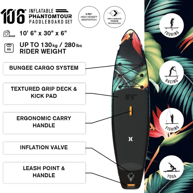 Hurley 10'6" PhantomTour Inflatable Paddle Board SUP - Paradise