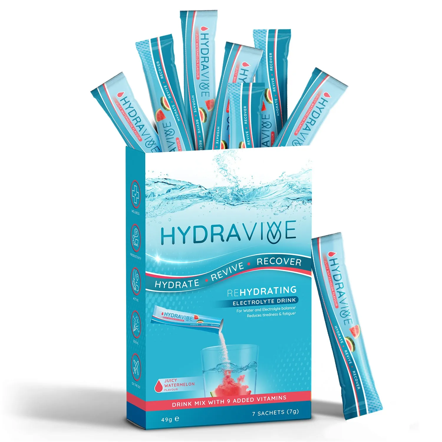 Hydravive Rapid Rehydration Electrolytes Powder - 21 Pack Watermelon