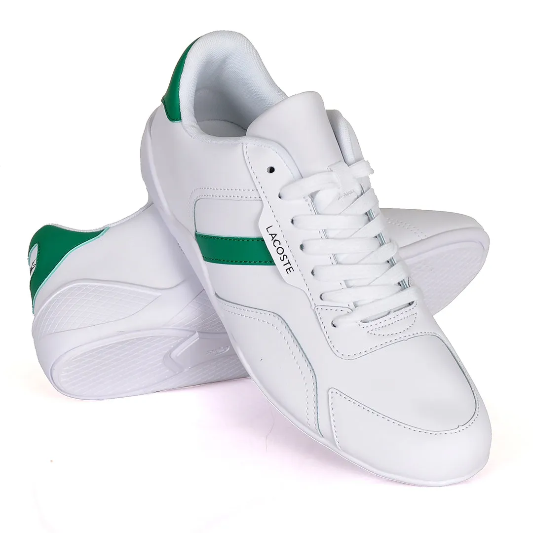 Iconic Men's Breathable Leather Green and White Sneakers