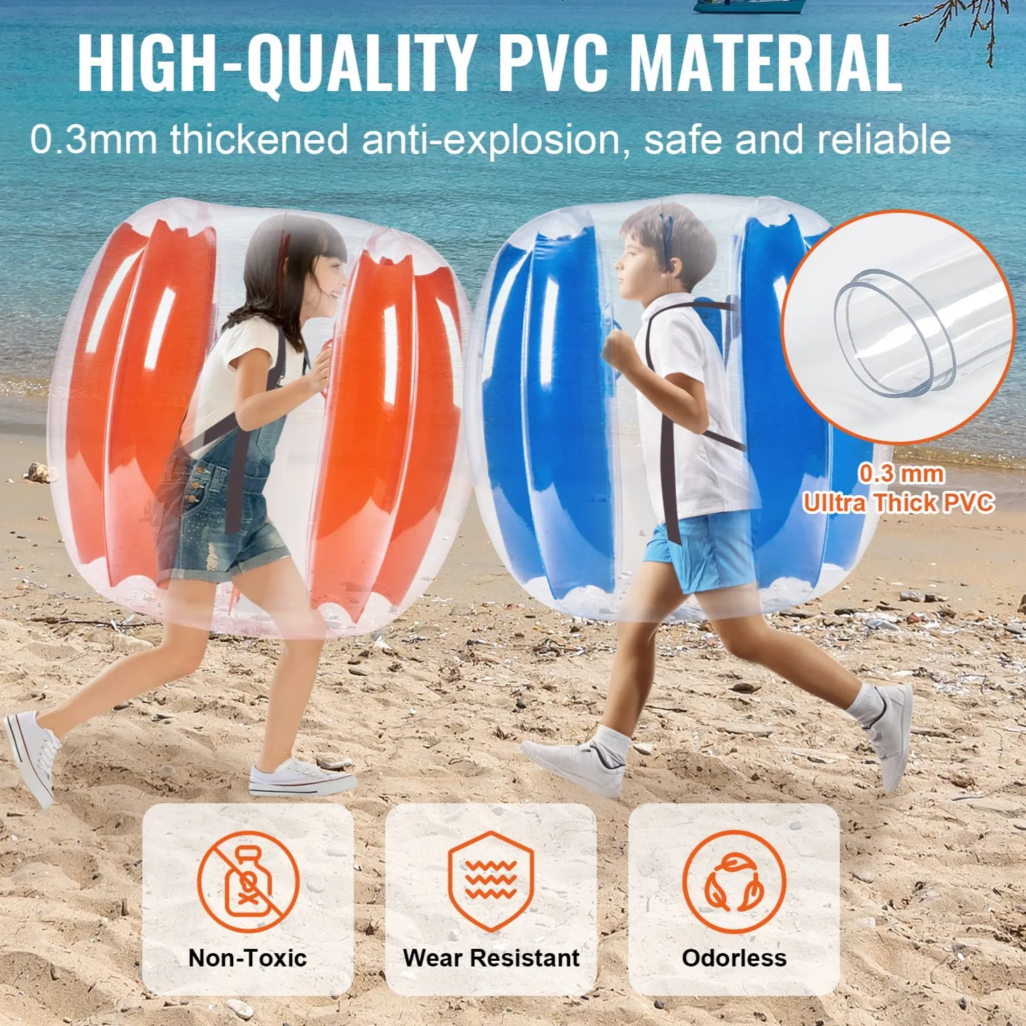 Inflatable Bumper Balls 2-Pack - 3FT Body Sumo Zorb Balls for Kids & Teens