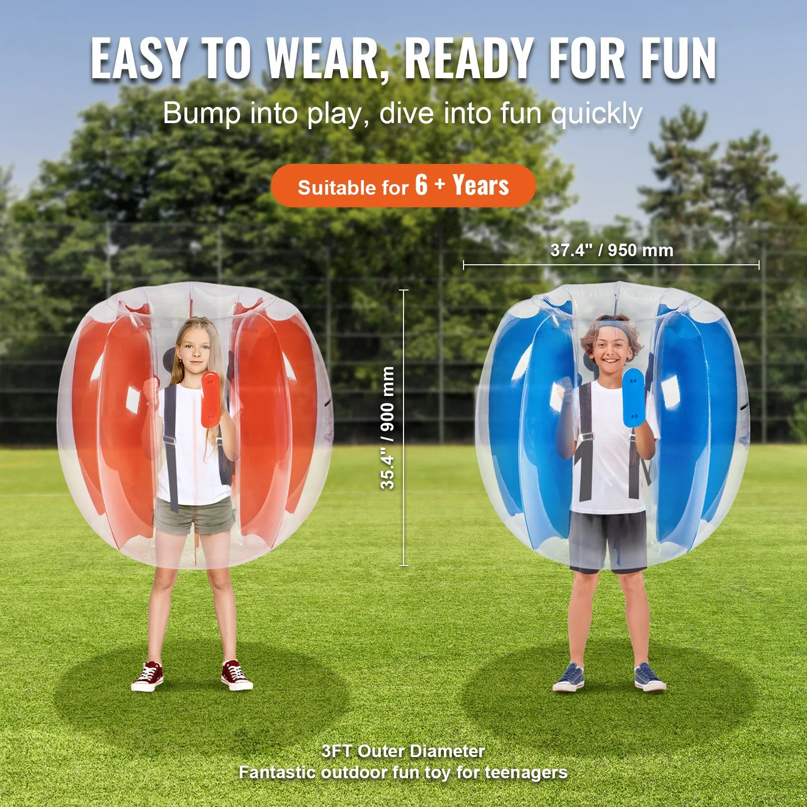 Inflatable Bumper Balls 2-Pack - 3FT Body Sumo Zorb Balls for Kids & Teens