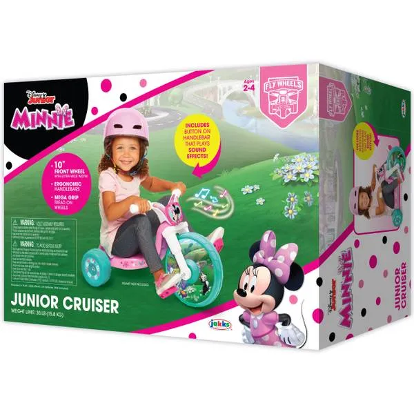 JAKKS PACIFIC Disney Junior Minnie Mouse 10" Fly Wheel Trike, Racers Bicycle - 18-36 Months