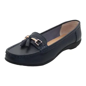 Joejoe Nautical Leather Tassel Loafer- Navy