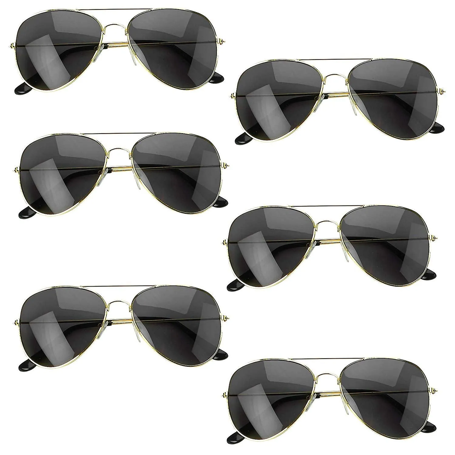 Kicko Dark Lens Sunglasses - 6 Pack - Unisex Fashion Protection Spectacles - for Costume