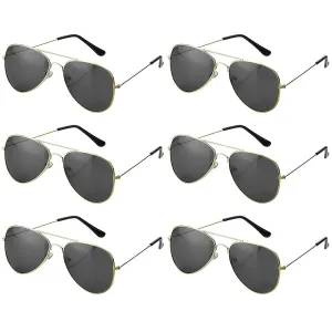 Kicko Dark Lens Sunglasses - 6 Pack - Unisex Fashion Protection Spectacles - for Costume