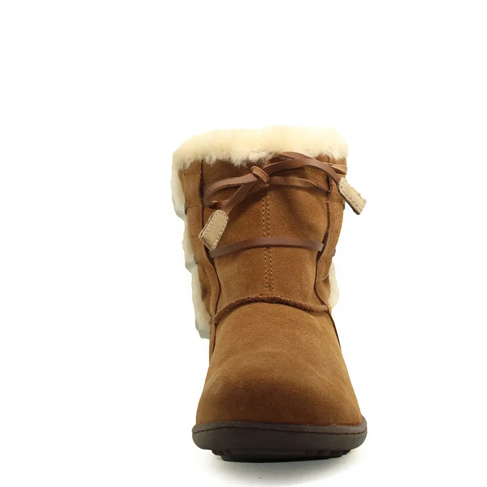 Lace Up Short Boots - Chestnut