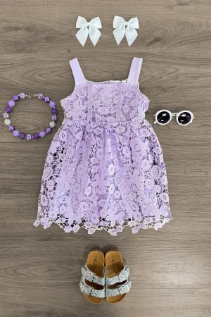 Lavender Floral Lace Tank Dress