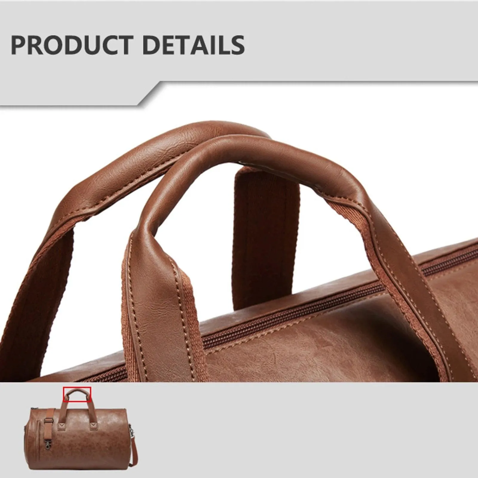 Leather Duffle Bag Adjustable Strap Shoulder Handbag Waterproof