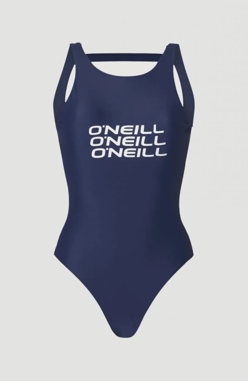 Logo High Neck Swimsuit | Blueberry