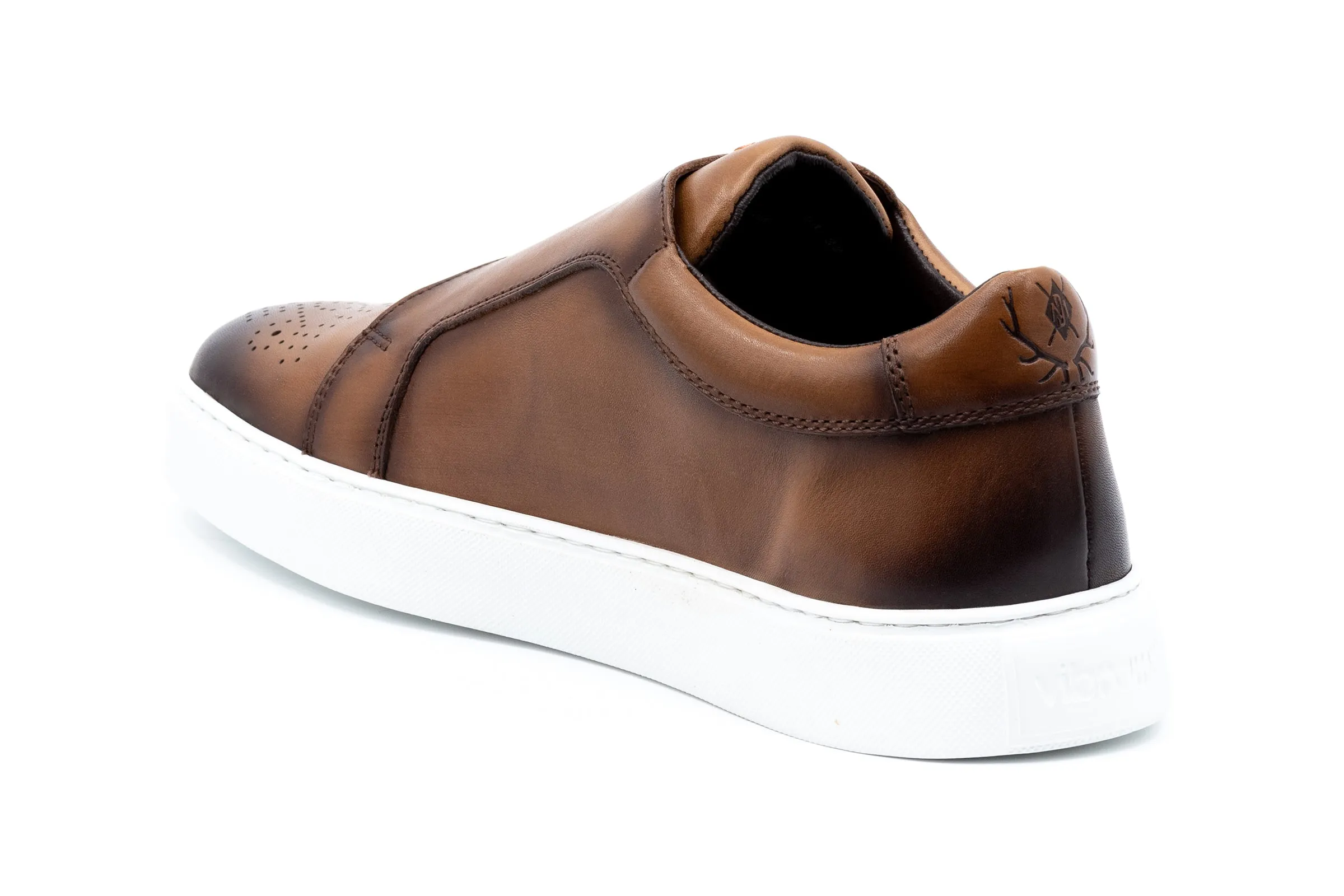 Lorenzo Calf Skin Double Monk Sneakers - Pecan