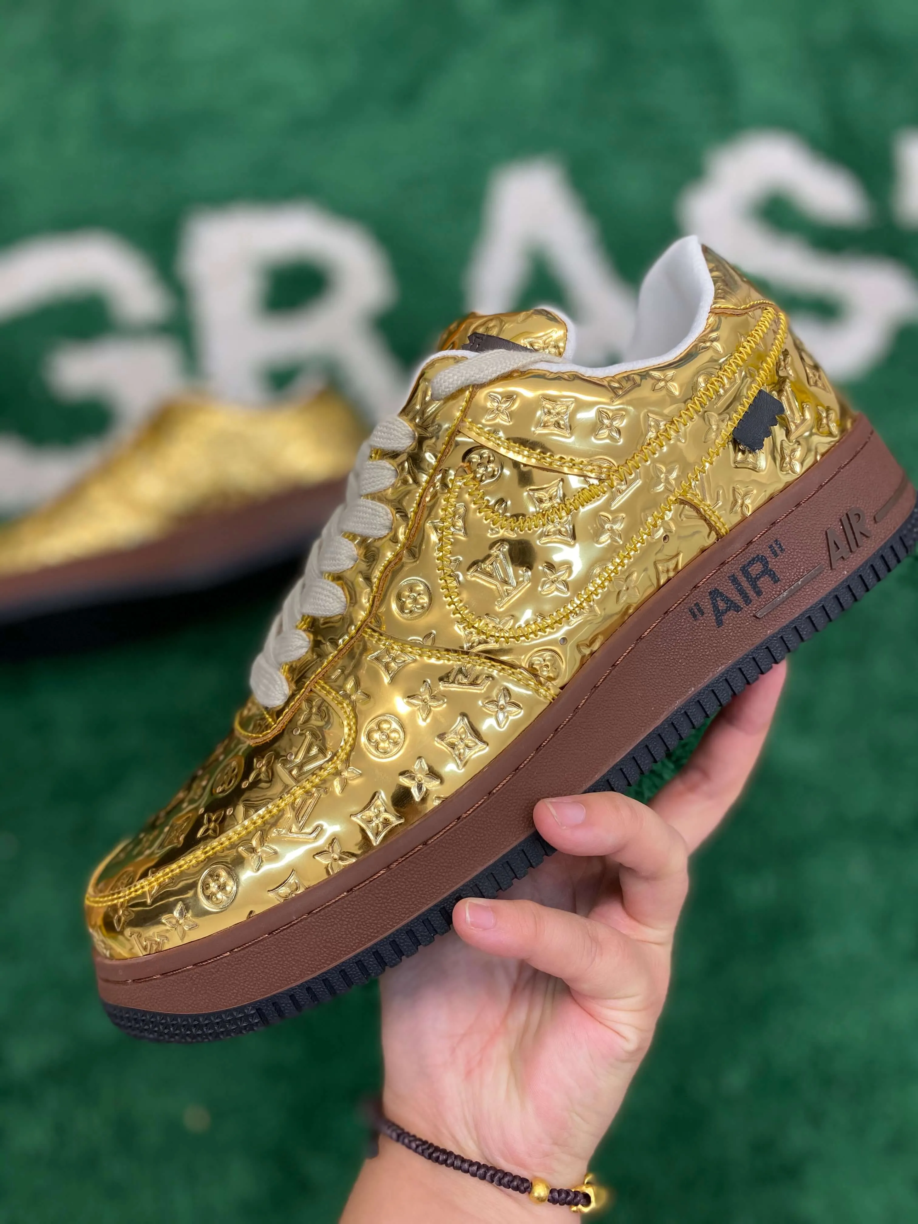 Louis Vuitton x Nike Air Force 1 "Metallic Gold" Sneaker