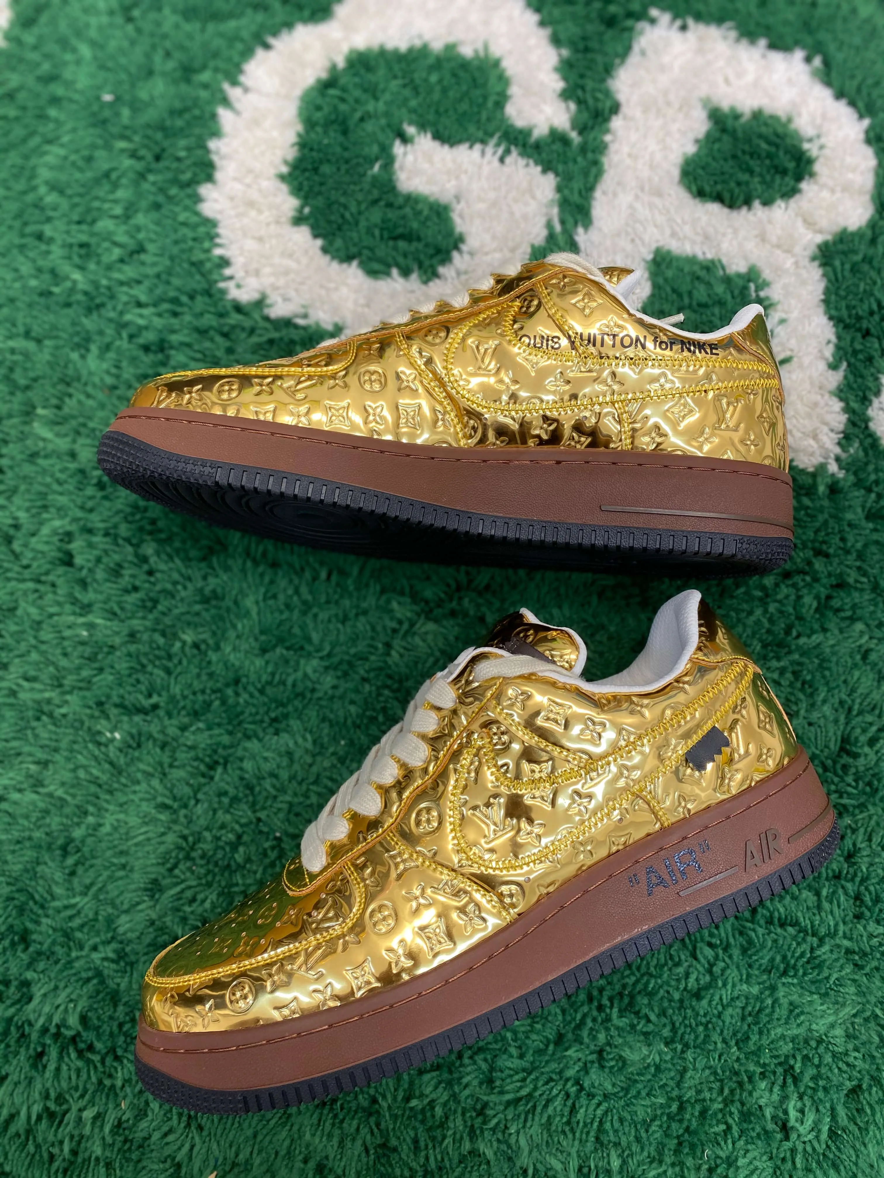 Louis Vuitton x Nike Air Force 1 "Metallic Gold" Sneaker