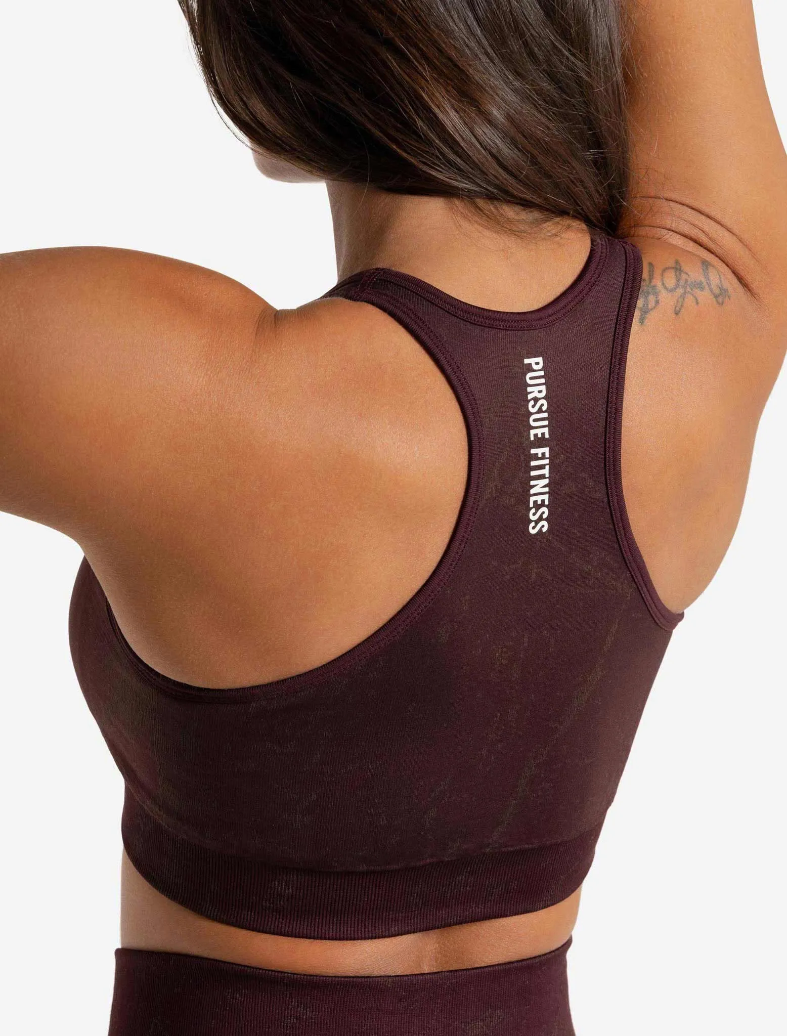 Marble Seamless Sports Bra - Black Cherry