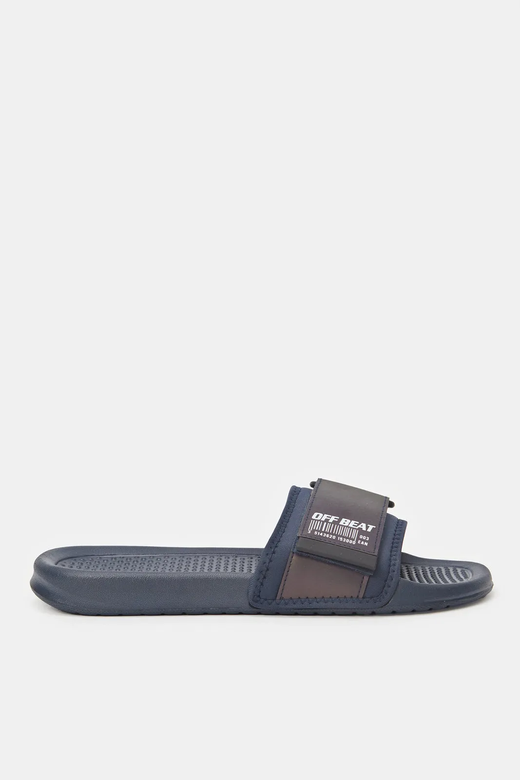 Men Navy Patch Work Slide With Velcro