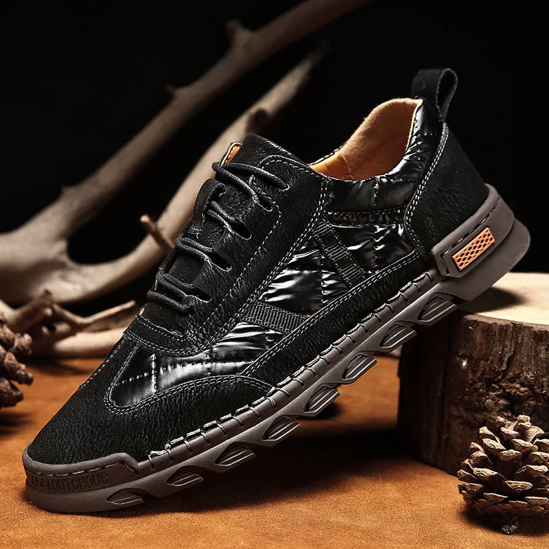 Men's Loafers Lace-Up Oxfords Leather Casual Flat Sneakers Shoes | 7057