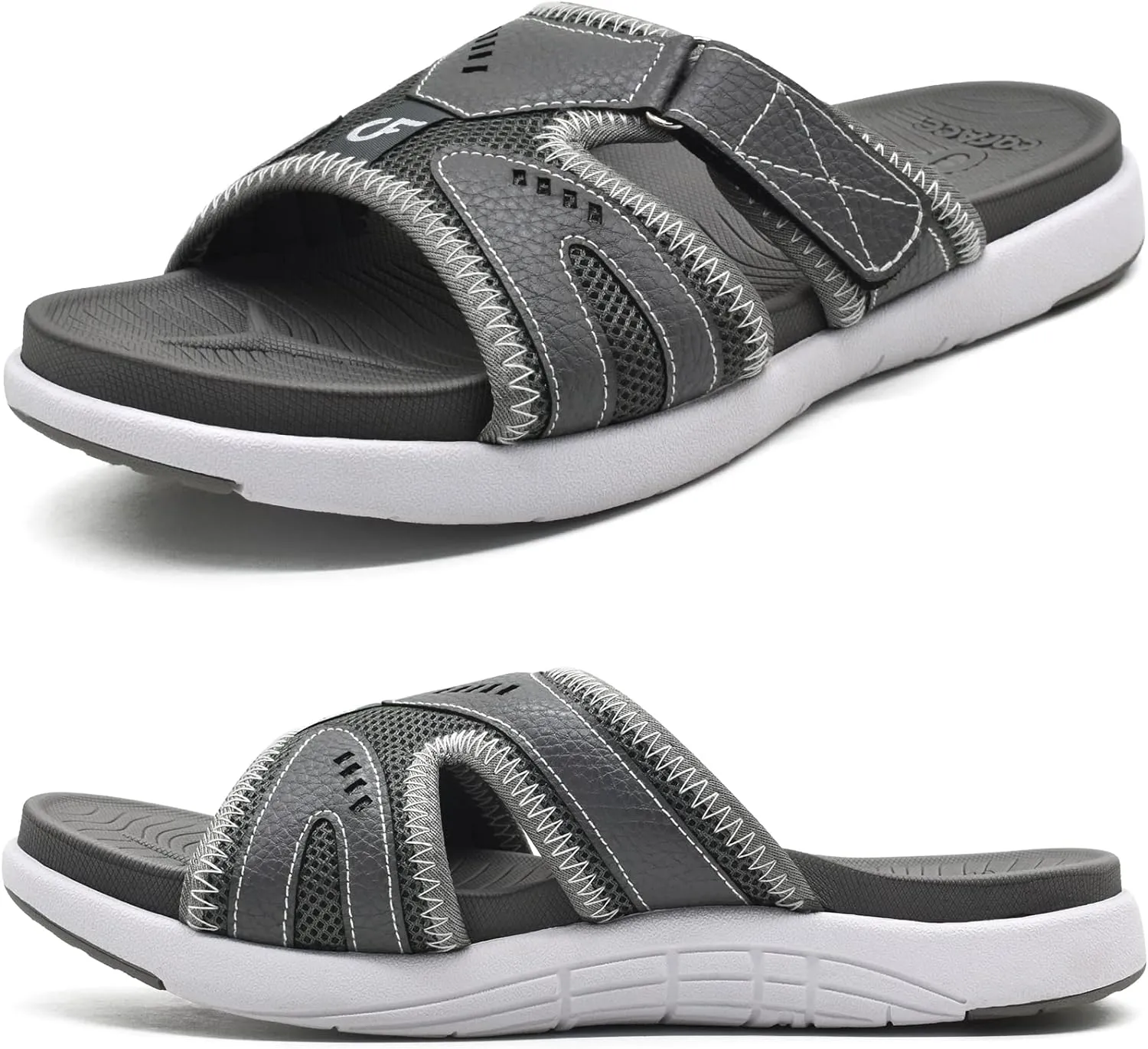 Men's Soft Cushion Black Arch Support Slip In Sandals