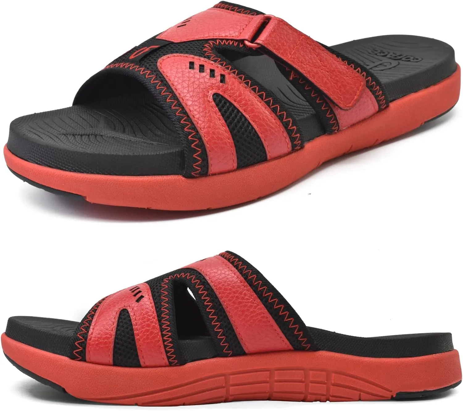 Men's Soft Cushion Black Arch Support Slip In Sandals