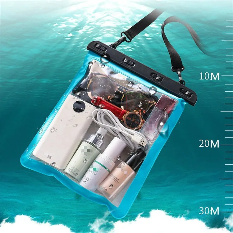 Multipurpose Single Shoulder Outdoor Transparent Waterproof Bag for Mobile Phone Small Objects(Lake Blue)