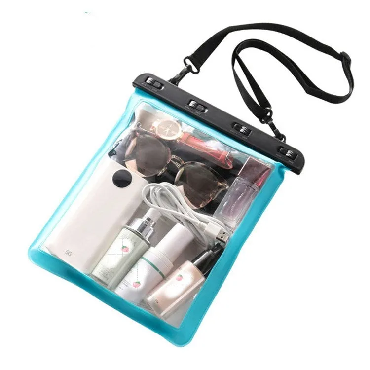 Multipurpose Single Shoulder Outdoor Transparent Waterproof Bag for Mobile Phone Small Objects(Lake Blue)