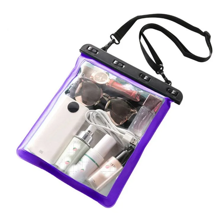 Multipurpose Single Shoulder Outdoor Transparent Waterproof Bag for Mobile Phone Small Objects(Purple)