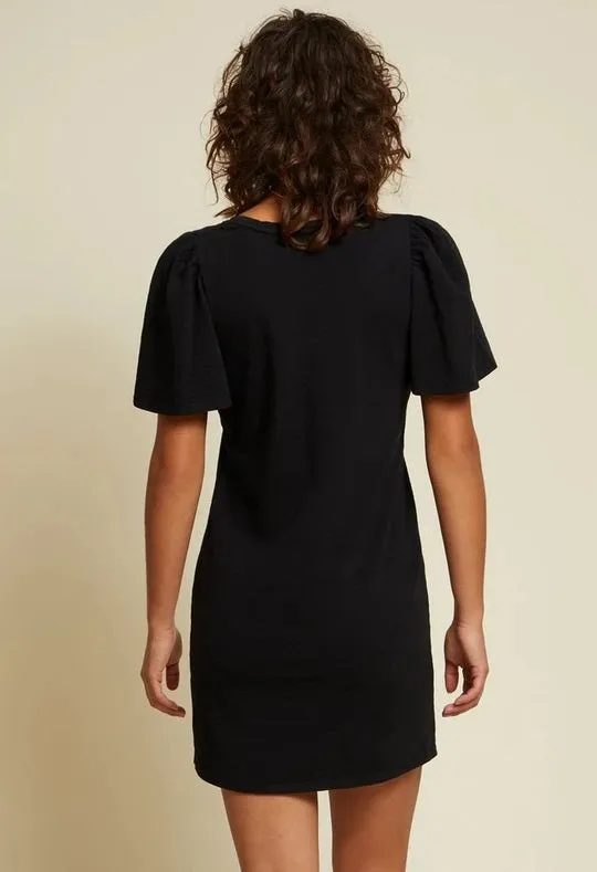 Nation LTD - Mallory Flutter Sleeve Dress in Jet Black