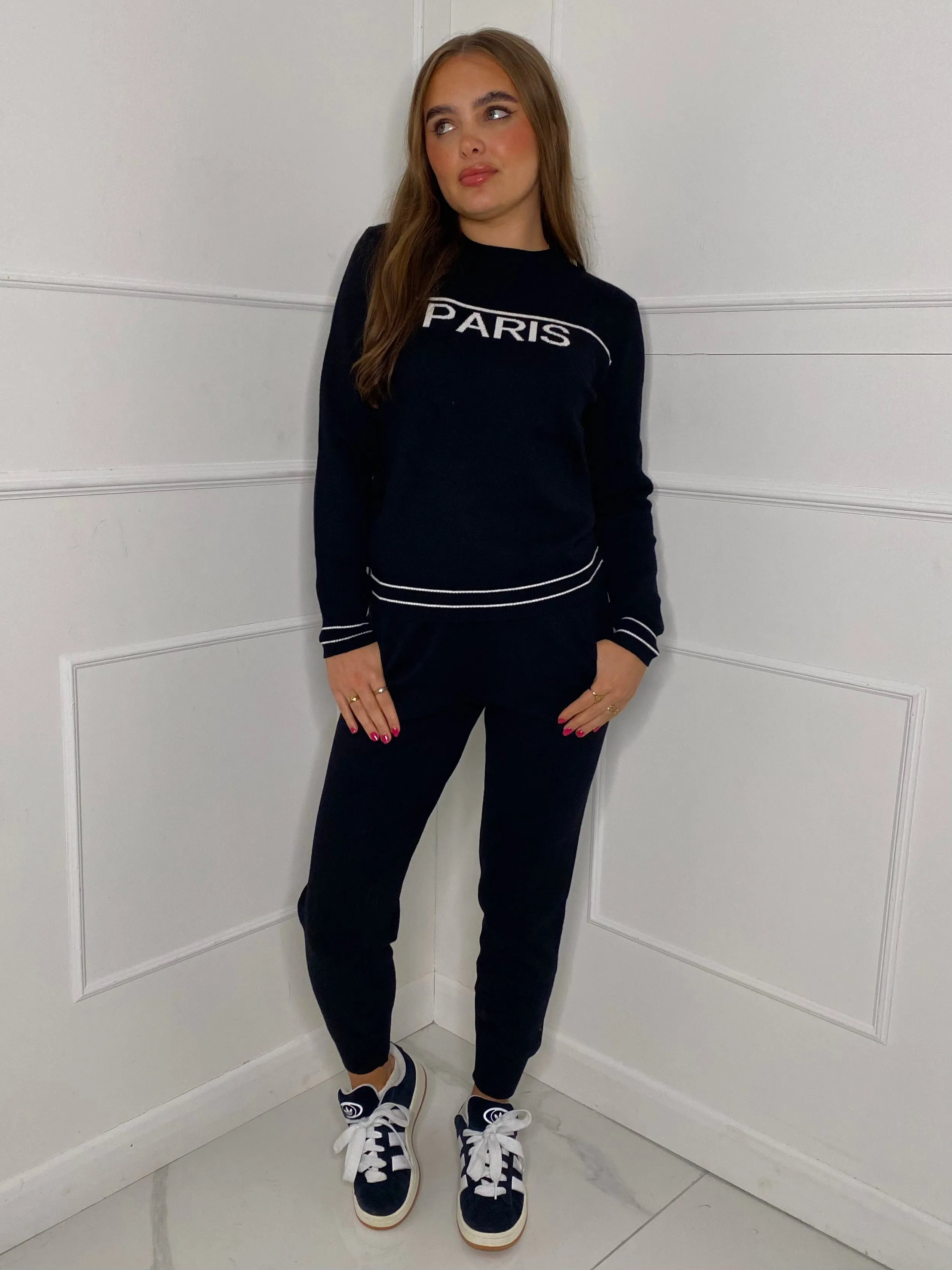 Paris Jumper   Pants Co-Ord Set - Black