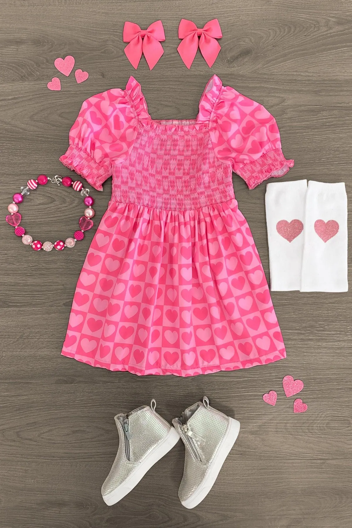 Pink Checkered Heart Dress