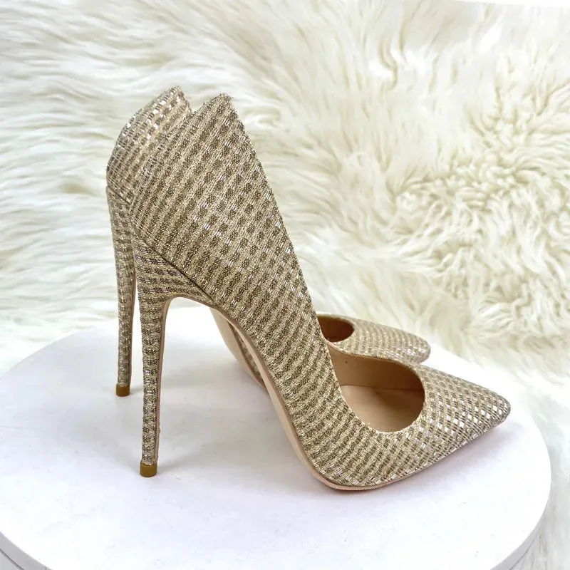 Pre Order:  Glittery Gold Stiletto Pumps