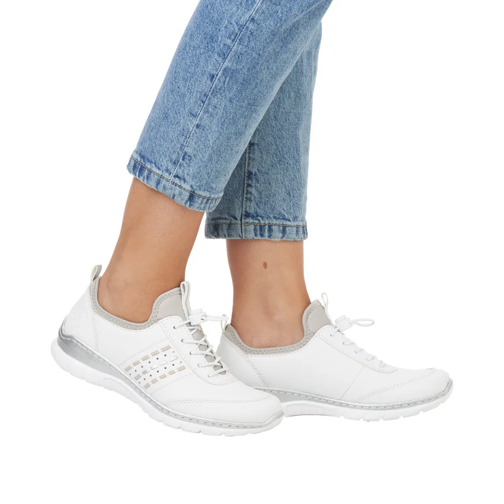 Rieker L3259-80 Nikita Ladies White Pull On Trainers