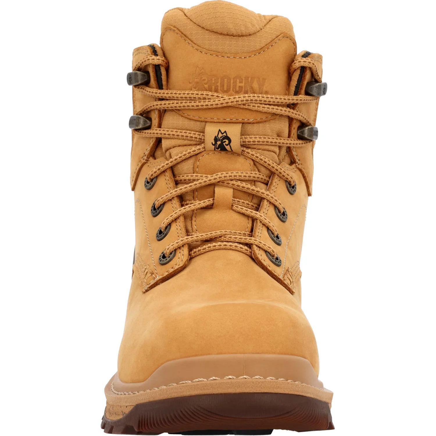 Rocky Mens Wheat Leather Rams Horn WP CT Work Boots