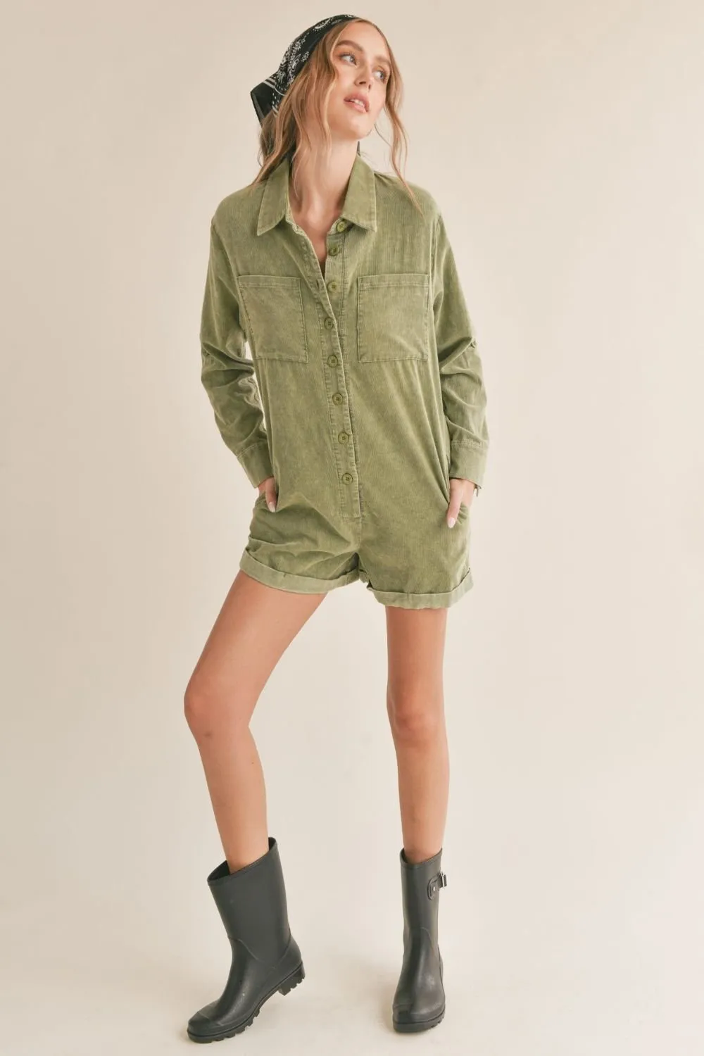 Sadie & Sage Women's Corduroy Romper | Green