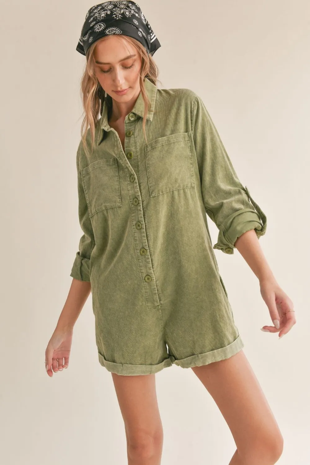 Sadie & Sage Women's Corduroy Romper | Green