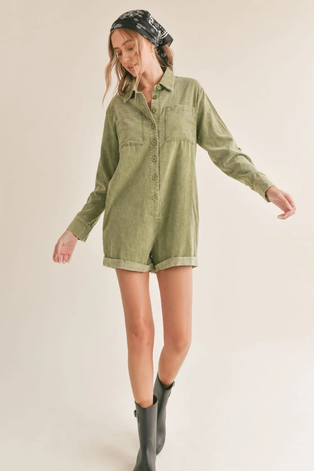 Sadie & Sage Women's Corduroy Romper | Green