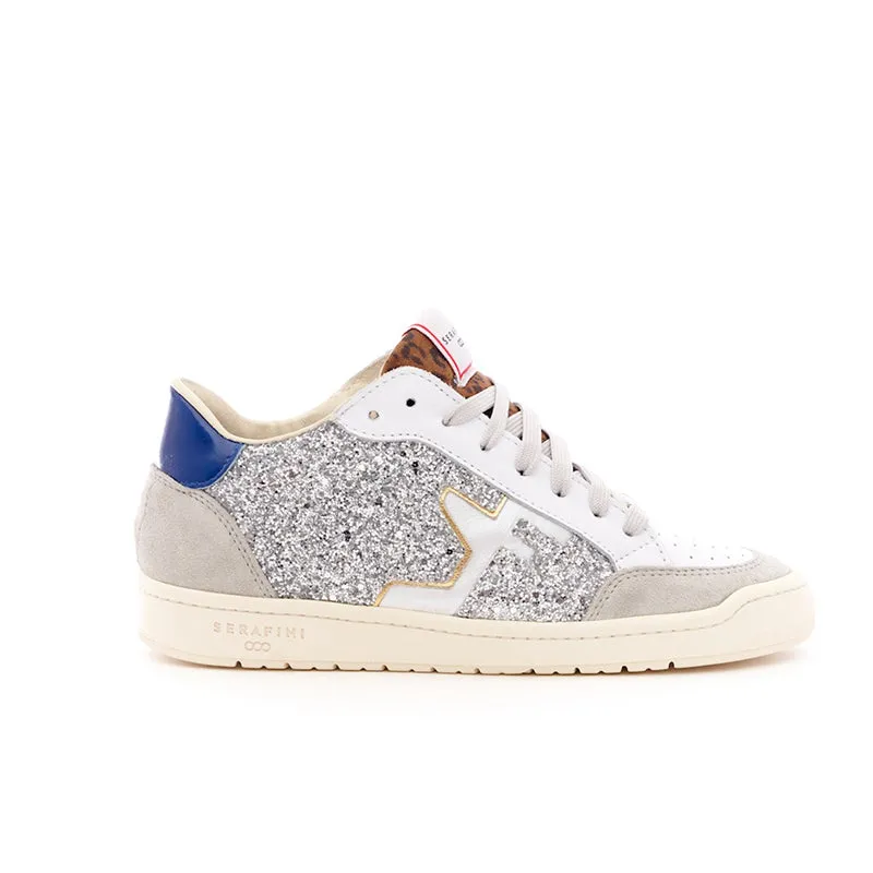 Serafini San Diego Low Silver Glitter Leather Trainers