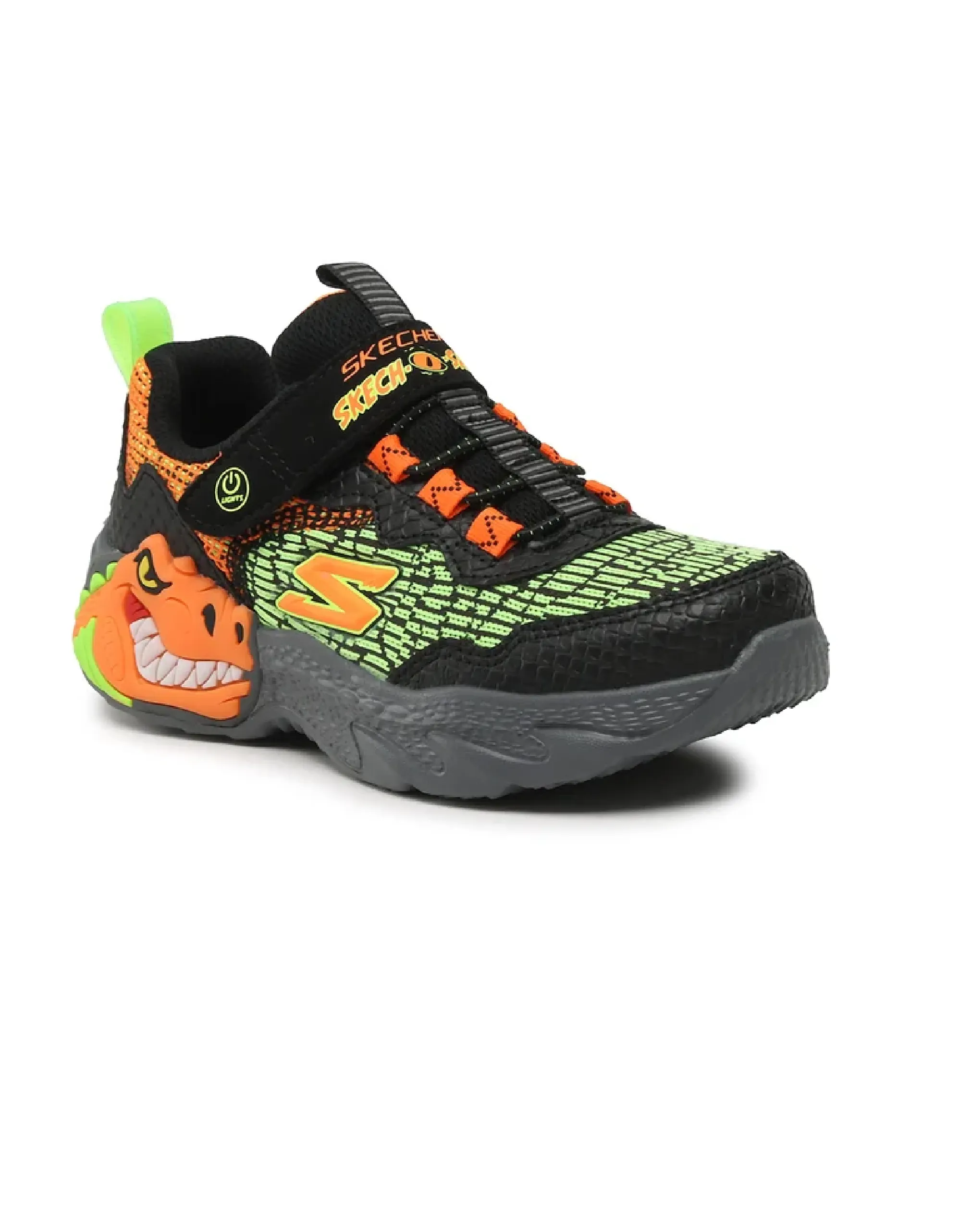 Skechers 400615L BKOR Black Orange Skech-O-Saurus - Dino-Lights