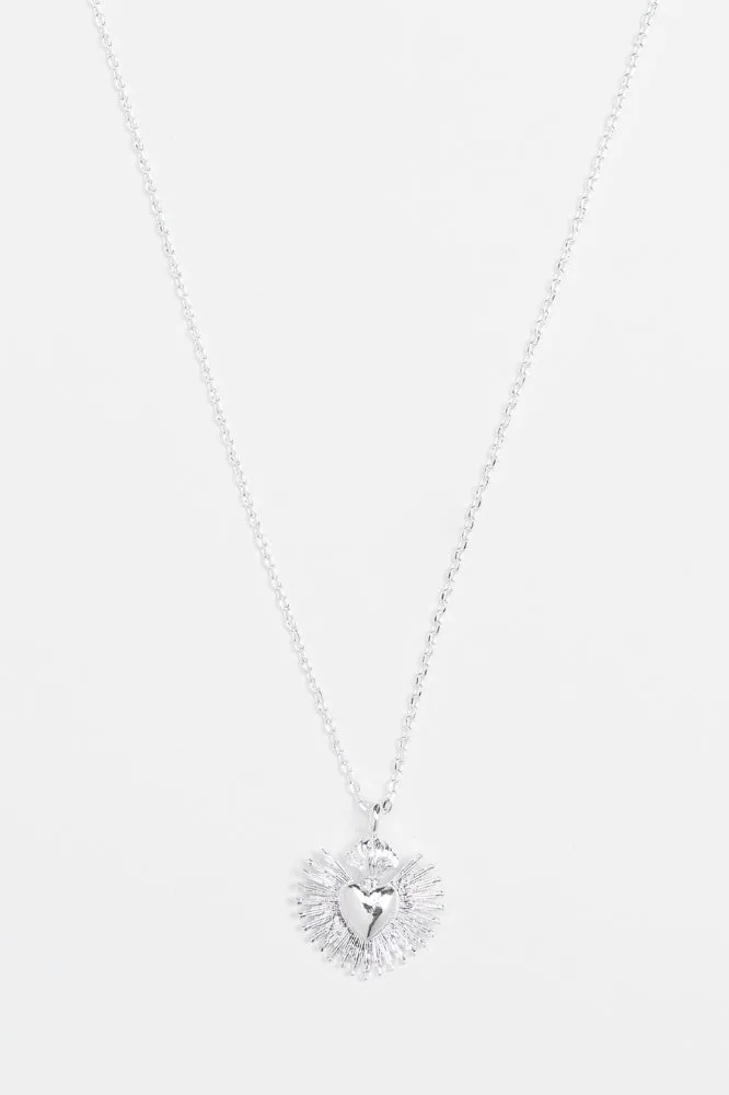 Stella and Gemma Heart And Crown Sunshine Necklace Silver