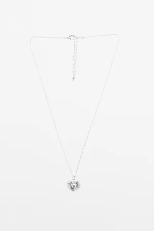 Stella and Gemma Heart And Crown Sunshine Necklace Silver