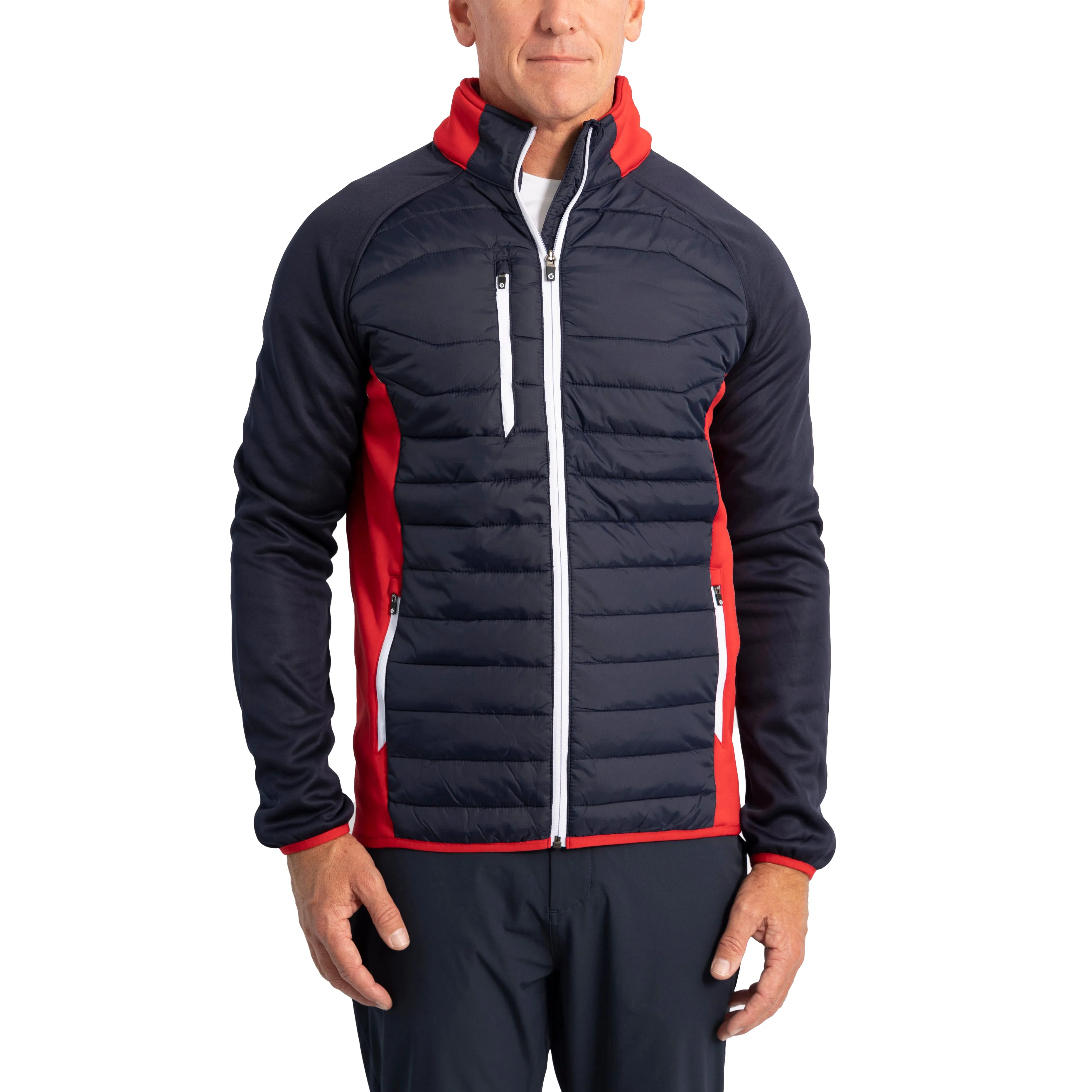 Sunderland Zermatt Padded Stretch Panel Performance Golf Jacket - Navy/ Red