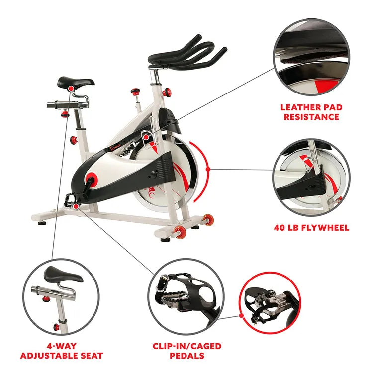 Sunny Health & Fitness 40lb Flywheel Belt Drive Indoor Cycle Bike w/ Clipped Pedals - SF-B1509