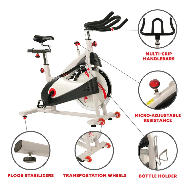 Sunny Health & Fitness 40lb Flywheel Belt Drive Indoor Cycle Bike w/ Clipped Pedals - SF-B1509