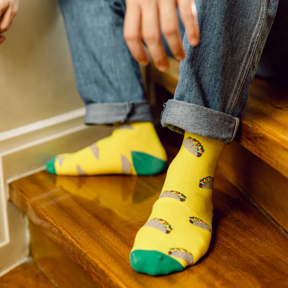 Taco Printed Crew Length Socks