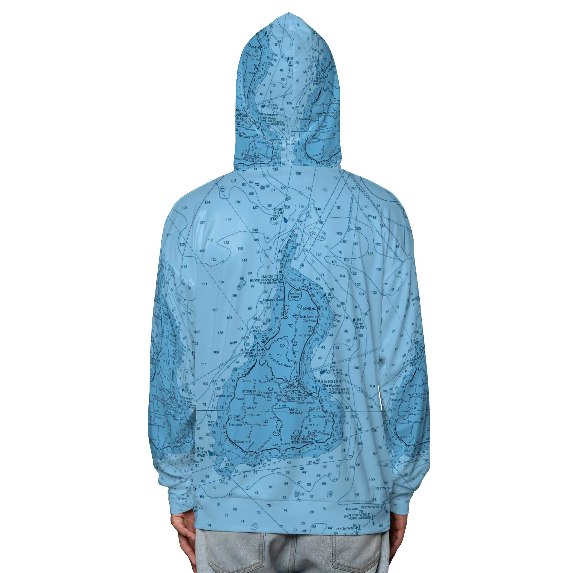 The Block Island Light Blue Hooded Performance Sports Shirt