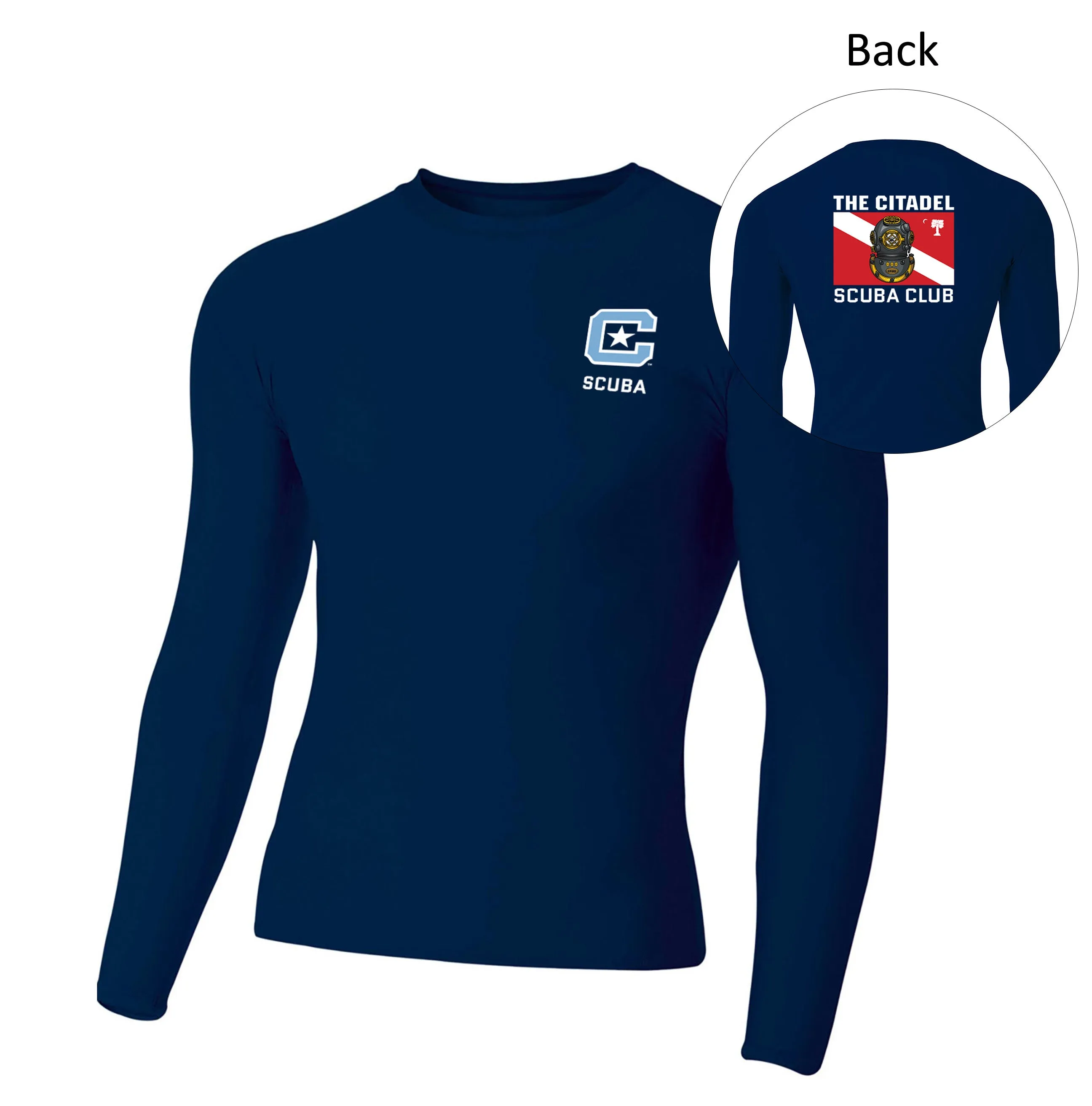 The Citadel, Club Sports - Scuba, A4 Adult Polyester Spandex Long Sleeve Compression T-Shirt