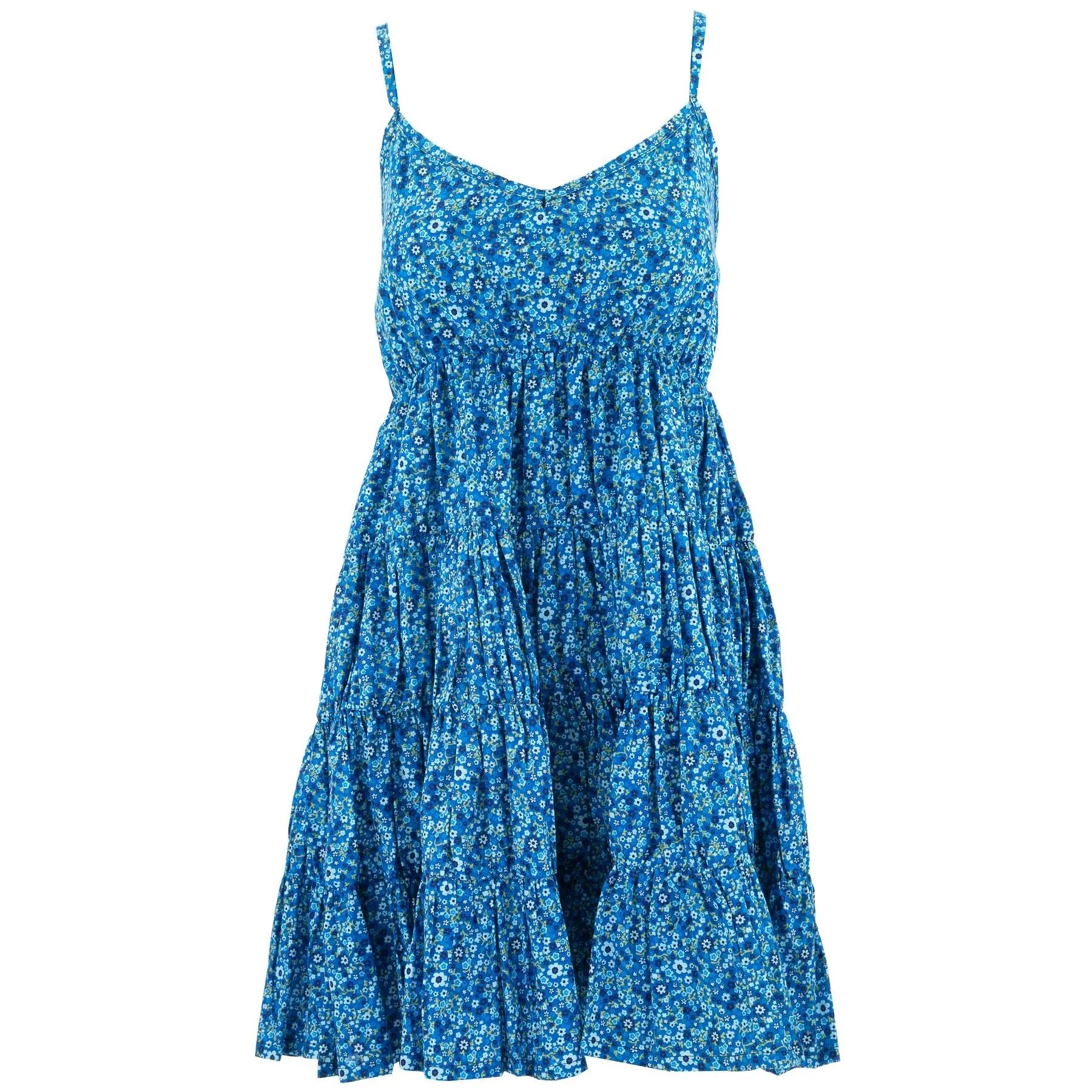 Tier Drop Summer Dress - Delicate Blue Flower