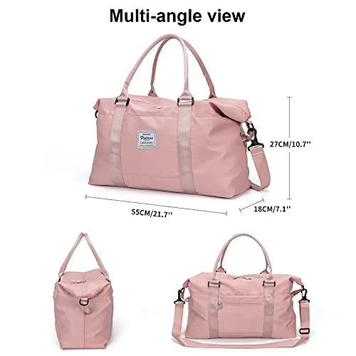 Travel Duffel Bag, Sports Tote Gym Bag, Shoulder Weekender Overnight Bag for Women