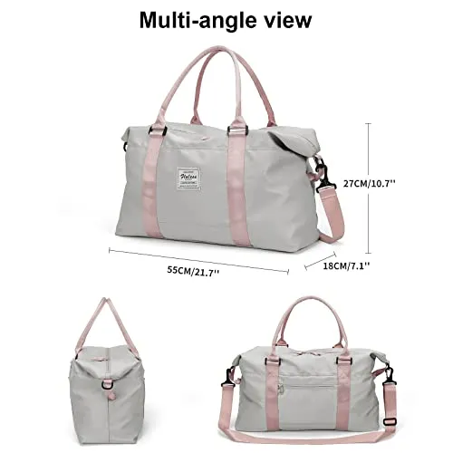 Travel Duffel Bag, Sports Tote Gym Bag, Shoulder Weekender Overnight Bag for Women